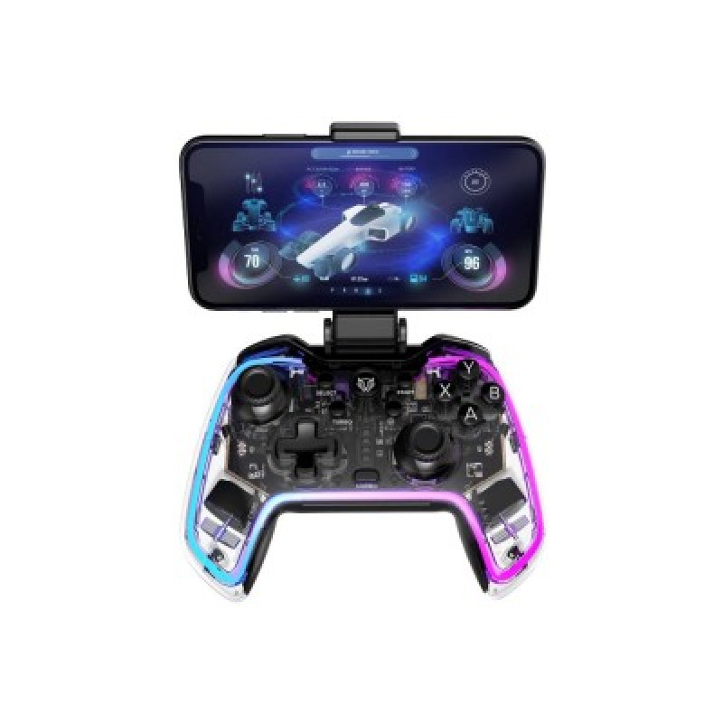 GAMEPAD BALAM RUSH KONTROL GLOW G595 / INALAMBRICO RECARGABLE / BT 5.0 / RGB / VIBRACION DUAL / SOPORTE P CELULAR / ANDROID - IOS - PC WIN - N SWITCH - PS 3-4 / BOTONES PROGRAMABLES / BR-936910 image 2