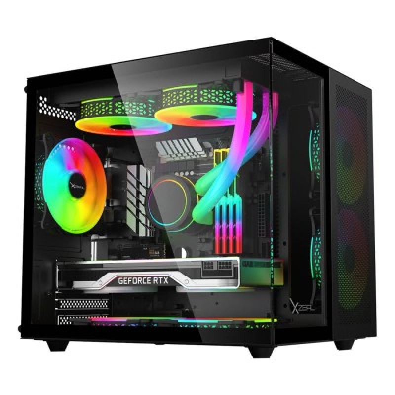 GABINETE XZEAL (XZGAMC1B) CUBO, MINI-ITX, 3*VENTILADOR ARGB, SIN FUENTE, NEGRO image 2