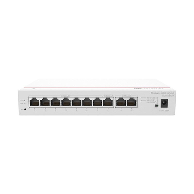 HUAWEI eKit  Router MultiServicio / 2 puerto 10/100/1000 MbpsWAN / 1 puerto 10/100/1000 MbpsWAN/LAN PoE / 7 puertos 10/100/1000 MbpsLAN PoE / 124W / Rendimiento 2 Gbps / Controla hasta 64 APs / Hasta 250 Clientes / Administración Nube Grati