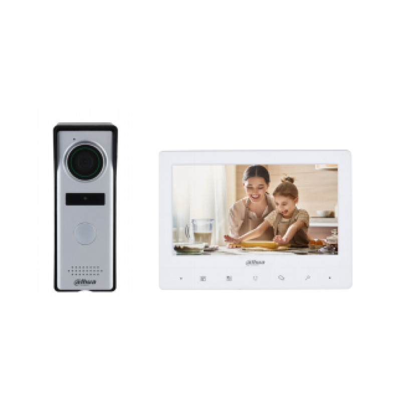 DAHUA DHI-KTA02 - Kit de Videoportero Analógico/ Monitor con Pantalla de 7 Pulgadas/ Botones Touch/ Frente de Calle con Camara de 1.3 Megapixeles/ DWDR/ IP66/ Apertura de Puerta/ Soporta Hasta 2 Frentes de Calle + 3 Monitores/ 