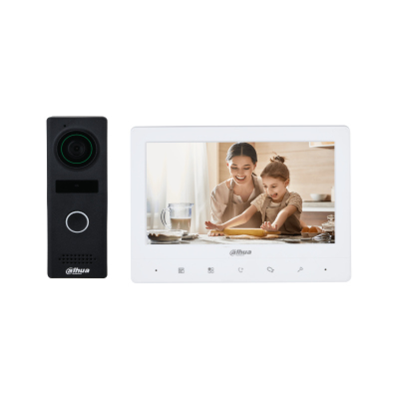 DAHUA DHI-KTA02M - Kit de Videoportero Analogico con Frente de Calle Metalico/ Monitor de 7 Pulgadas TFT/ 1024x600/ Frente de Calle con Camara de 1.3 MP/ DWDR/ IR Automatico/ 1 Entrada y Salida de Audio/ Soporta Boton de Salida/  