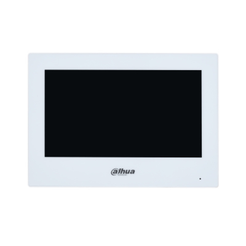 DAHUA VTH2621GW-P - Monitor IP Touch de 7 Pulgadas/ Serie Lite/ Blanco/ Poe Estandar/ 6&1 E&S de Alarmas/ Uso Interior/ Modo No Molestar/ H.265/ Soporta Hasta 4 Frentes de Calle y 4 Monitores Adicionales/ 