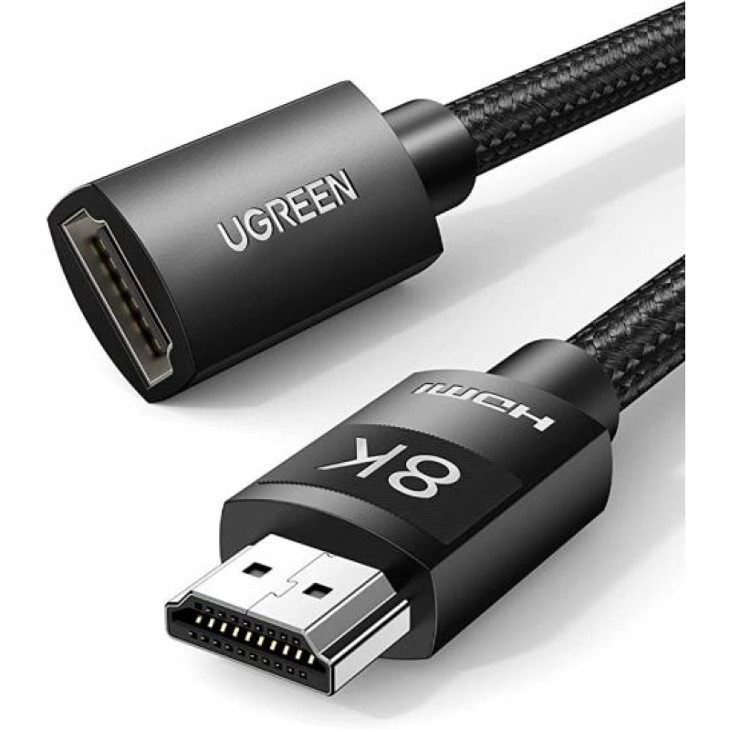 Cable de extensión HDMI 8K / 1 Metro / Macho a Hembra / HDMI 21 / 8K60Hz / Núcleo de Cobre Puro 28AWG / Soporta la Conexión de hasta 3 Metros de largo en HDMI 21