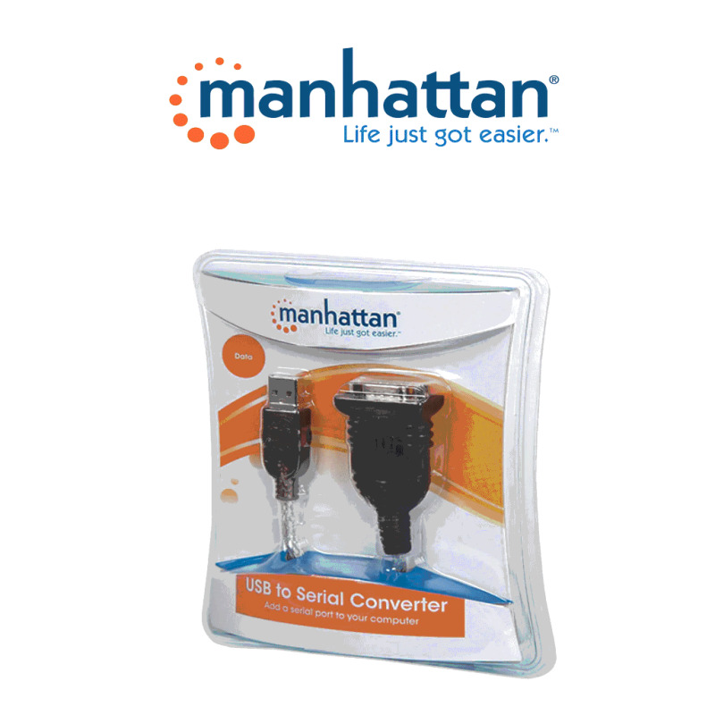 MANHATTAN 205146 - Convertidor USB a Serial RS232/COM/DB9 / Chip Prolific PL-2303 / Calibre 24AWG / 45 cm / Empaque tipo Blíster 