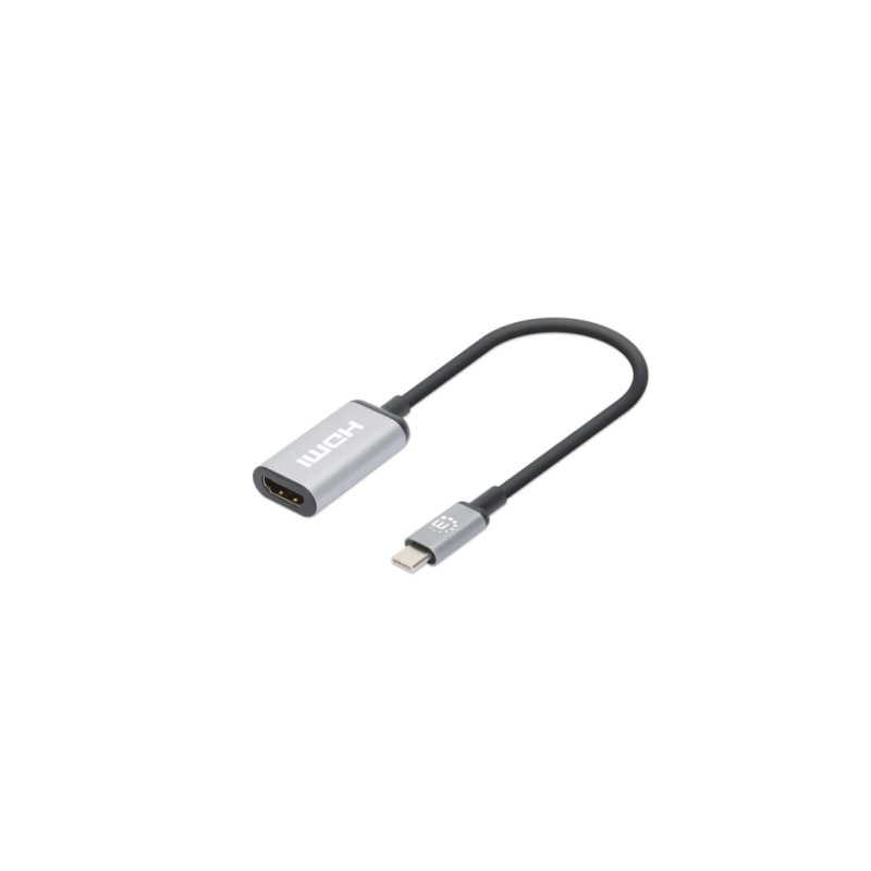 MANHATTAN 153706 - Adaptador USB-C a HDMI 4K@60Hz Convertidor USB 3.2 Tipo-C Macho a HDMI Hembra, Activo, Aluminio, Negro image 4