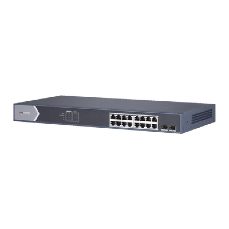 Switch Gigabit PoE / Monitoreable / 16 Puertos 1000 Mbps PoE / 1 Puerto 1000 Mbps de Uplink / 1 Puerto SFP /  Configuración Remota desde HikPartnerPro / Modo Extendido hasta 300 Metros / 130 Watts