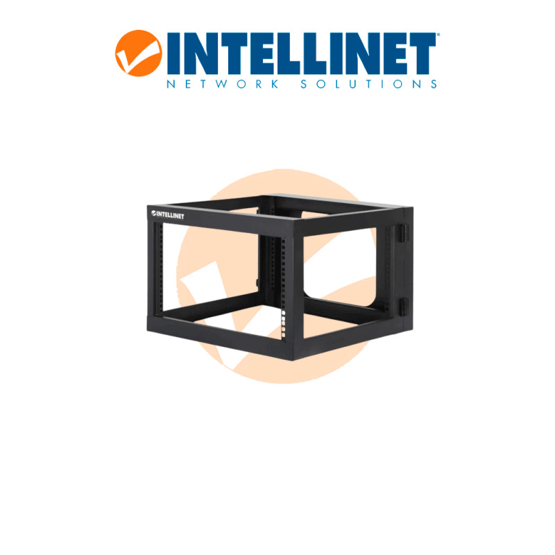 INTELLINET 716031 - Rack abierto de 19" para montaje en pared, 4 postes, 6U Marco abatible, 6 Unidades, 600 mm de profundidad, ensamblado, negro RAL 9004 image 3