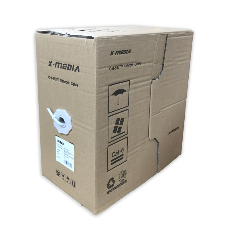 BOBINA UTP X-MEDIA XM-C6BC-1KBU CAT 6 DE 305MTS 24AWG DE COBRE COLOR AZUL EIA/TIA ETL Verified image 2