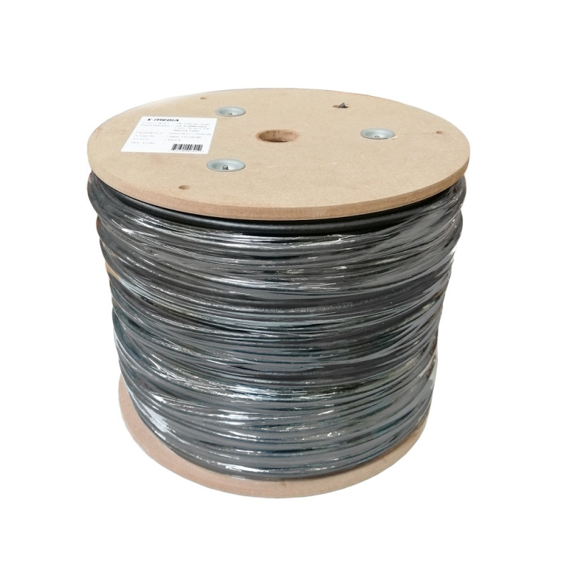 BOBINA UTP X-MEDIA XM-C6BCOD-1KBK CAT 6 305MTS PARA EXTERIOR 24AWG COBRE CCA COLOR NEGRO