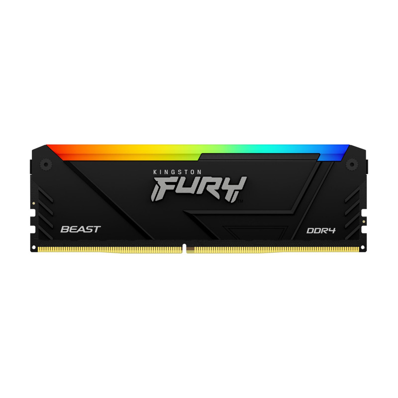 MEMORIA RAM KINGSTON DIMM DDR4 16GB 3200MT/S FURY BEAST BLACK XMP RGB CL16 288PIN 1.35V C/DISIPADOR DE CALOR P/PC/GAMER/ALTO RENDIMIENTO (KF432C16BB2A/16)