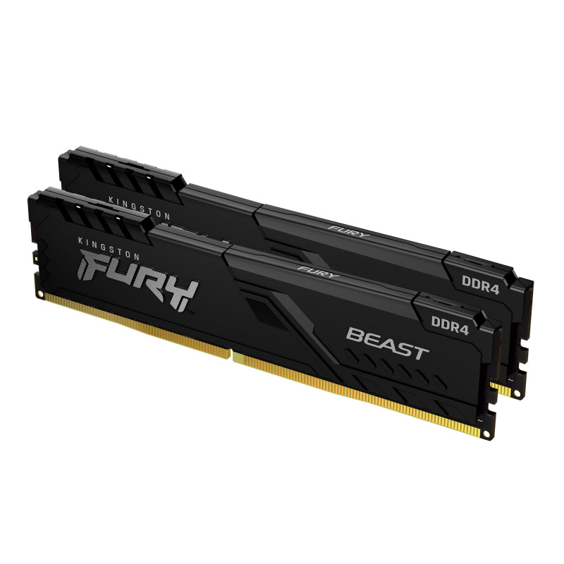 MEMORIA RAM KINGSTON DIMM DDR4 16GB (2X8GB) 3200MT/S FURY BEAST BLACK XMP CL16 288PIN 1.35V C/DISIPADOR DE CALOR P/PC/GAMER/ALTO RENDIMIENTO (KIT 2) (KF432C16BBK2/16)