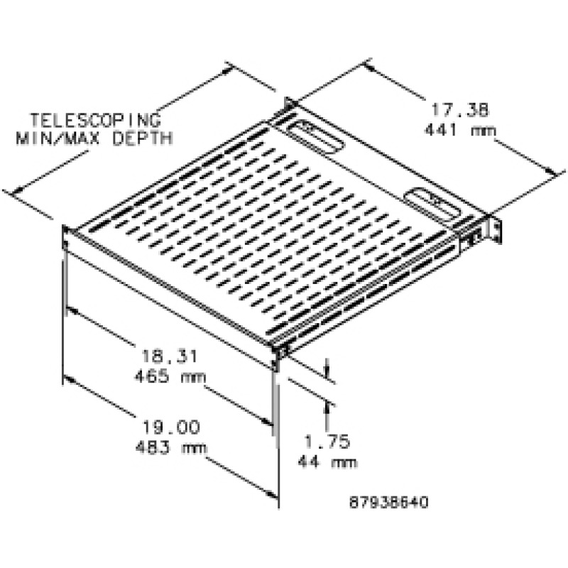 Charola Ventilada de Instalación sin Herramienta Para Rack o Gabinetes de 4 Postes Ajustable de 900 a 1200 mm de Profundidad De Acero Color Negro image 5