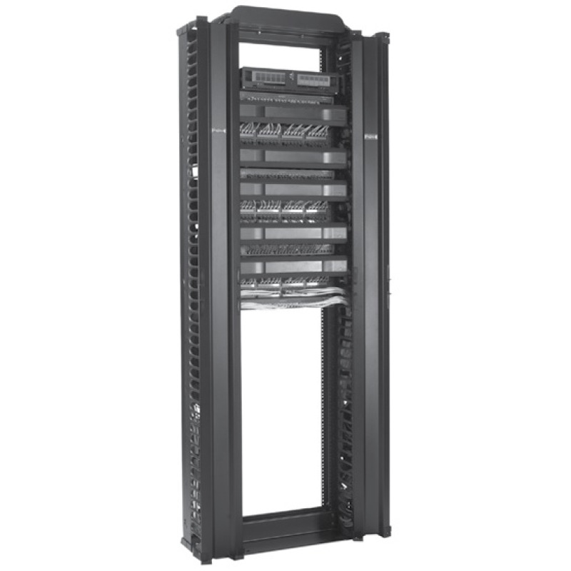 Rack de Dos Postes Estándar de 19 in Rieles Numerados y Roscados 1224 Fabricado en Aluminio 45 Unidades de Rack Color Negro