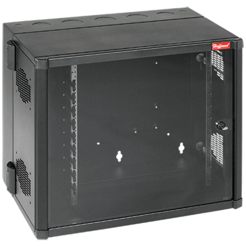 Gabinete AccessPlus de Montaje en Pared de 19in Rieles Numerados y Roscados 1032 Puerta con Ventana de Seguridad 700 mm de Ancho 637 mm de Profundidad 12 UR Color Negro