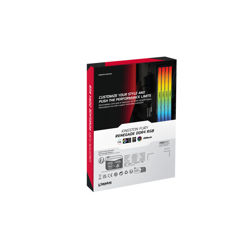 MEMORIA RAM KINGSTON DIMM DDR4 32GB 3600MT/S FURY RENEGADE BLACK XMP RGB CL18 288PIN 1.35V C/DISIPADOR DE CALOR P/PC/GAMER/ALTO RENDIMIENTO (KF436C18RB2A/32) image 5