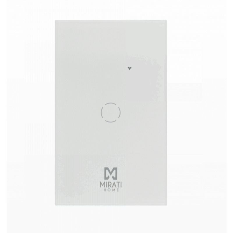APAGADOR INTELIGENTE DE PARED MIRATI DE 1 APAGADOR TOUCH WIFI 2.4HZ BLUETOOTH // COMPATIBLE CON ANDROID E IOS // FUNCIONA CON ALEXA Y ASISTENTE DE GOOGLE
