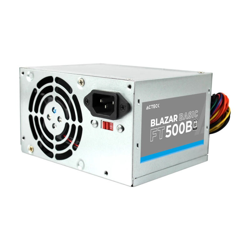 FUENTE DE PODER ACTECK  BLAZAR BASIC FT500B / ATX / 500 W /  VENTILADOR 120 MM / BAJO NIVEL DE RUIDO / 1 AÑO DE GARANTIA / METALICO / AC-938150
