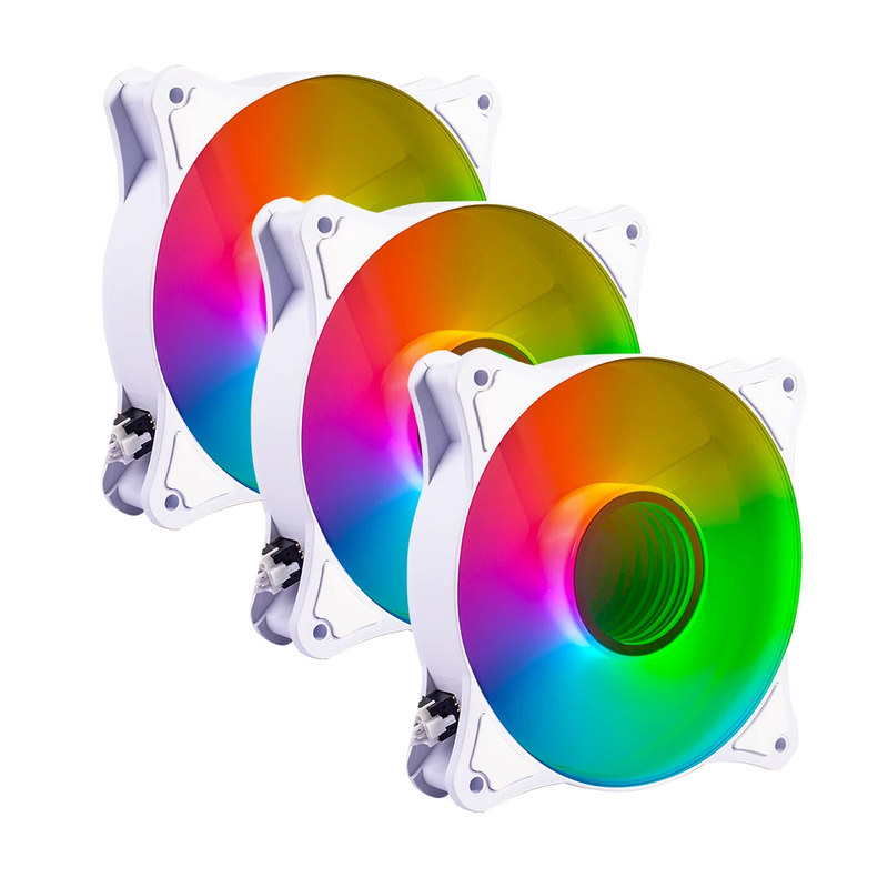 VENTILADOR DE AIRE BALAM RUSH  EOLOX BLAZE EX90KW / 3 PZ / FLUJO DE AIRE 35.37 CFM / SILENCIOSO  22.5 D B / 1200 RPM / 3 PINES MACHO Y HEMBRA / AURA RGB / BLANCO / BR-937955