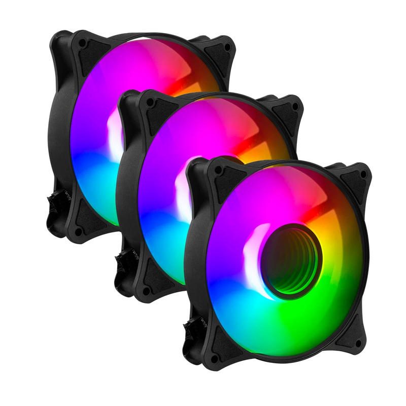 VENTILADOR PARA PC BALAM RUSH EOLOX BLAZE EX90K / 3 PZ / FLUJO DE AIRE 35.37 CFM / SILENCIOSO  22.5 D B / 1200 RPM / 3 PINES MACHO Y HEMBRA / AURA RGB / NEGRO / BR-937948