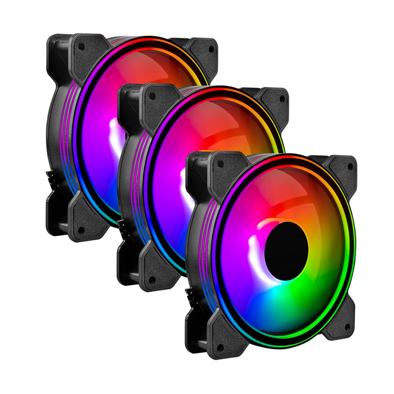KIT VENTILADORES BALAM RUSH EOLOX BLAZE EX50K / 3 PIEZAS / FLUJO DE AIRE 28.76 CFM / SILENCIOSO / 1500 RPM / ILUMINACION RGB / 3 PINES / 120 X 25 MM / NEGRO / BR-937986