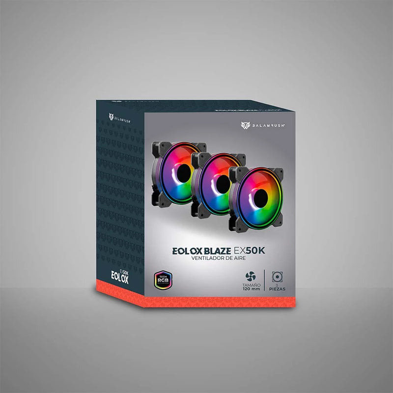 KIT VENTILADORES BALAM RUSH EOLOX BLAZE EX50K / 3 PIEZAS / FLUJO DE AIRE 28.76 CFM / SILENCIOSO / 1500 RPM / ILUMINACION RGB / 3 PINES / 120 X 25 MM / NEGRO / BR-937986 image 6