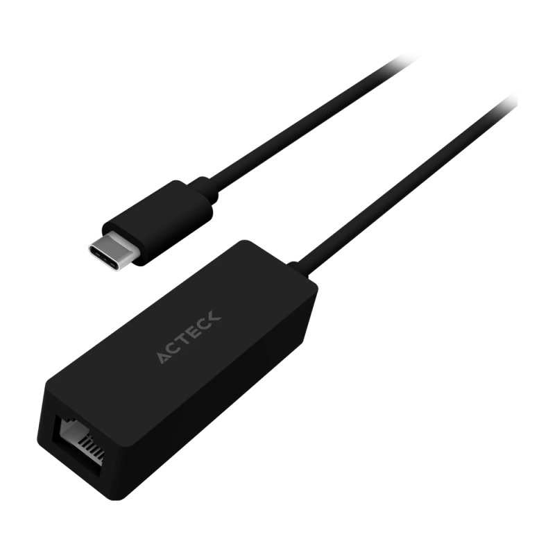Adaptador Acteck Shift Plus AE425 para Red Hasta 1000 Mbps USB C a Ethernet RJ45 Macho a Hembra Negro