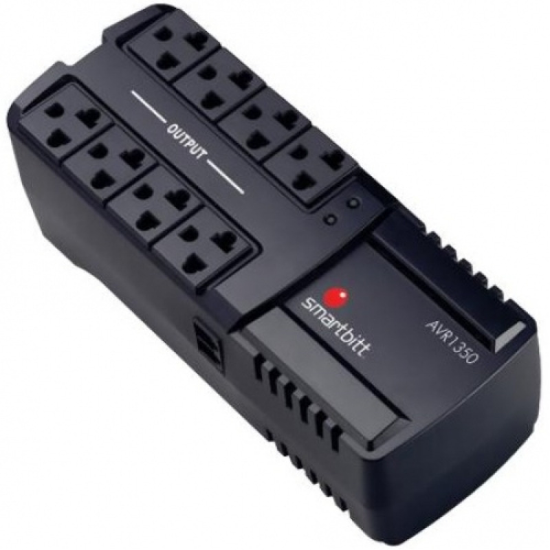 REGULADOR DE VOLTAJE SMARTBITT 1350VA / 675 WATTS120V8 CONTACTOS, PROTECCIÓN DE LÍNEA TELEFÓNICA RJ-11.