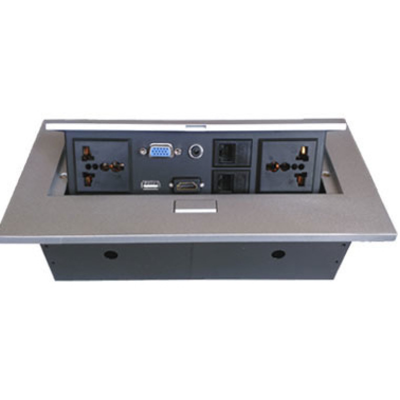 CAJA BROBOTIX PARA MESA HDMI X1, USB X1, CORRIENTE X2, RJ45 X2,  SVGAX1,  STEREO X1, PLATA image 6