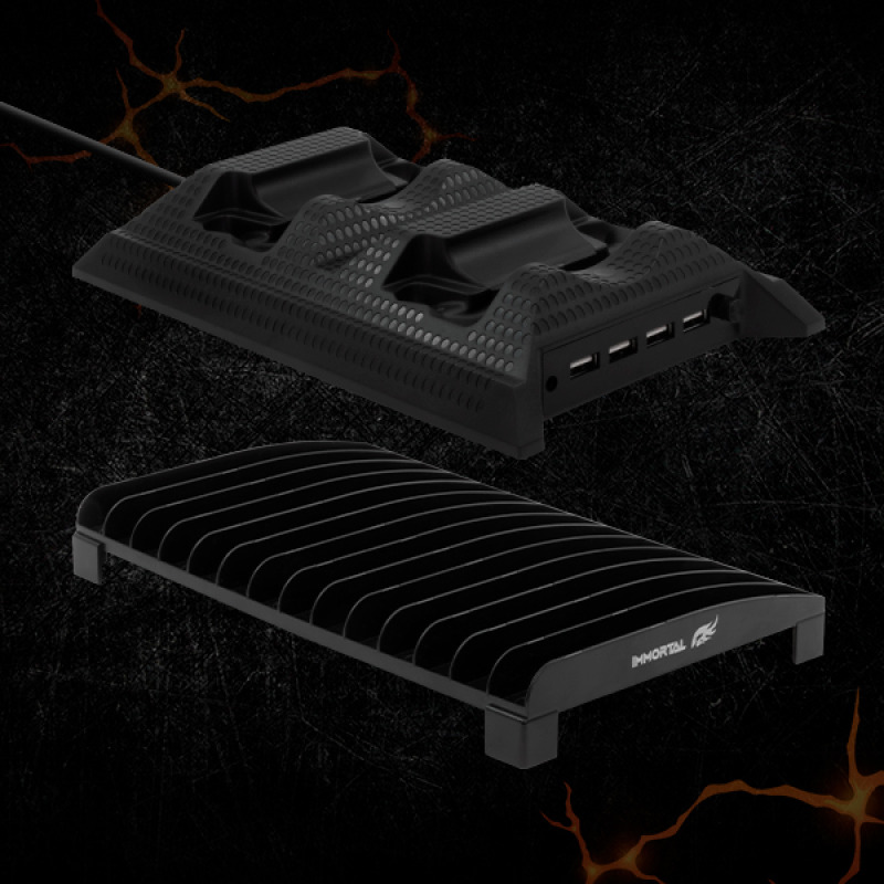 BASE ENFRIADORA PARA XBOX TECHZONE IMMORTAL GAMING IMGTXB CON CARGA PARA CONTROLES Y SOPORTE DE JUEGOS