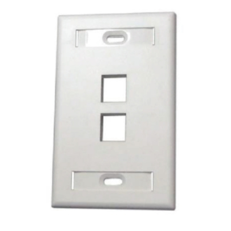 SBETECH SBE-2517-2P-WT - Placa de pared de 2 puerto color blanco para conectores Jack rj 45  keystone