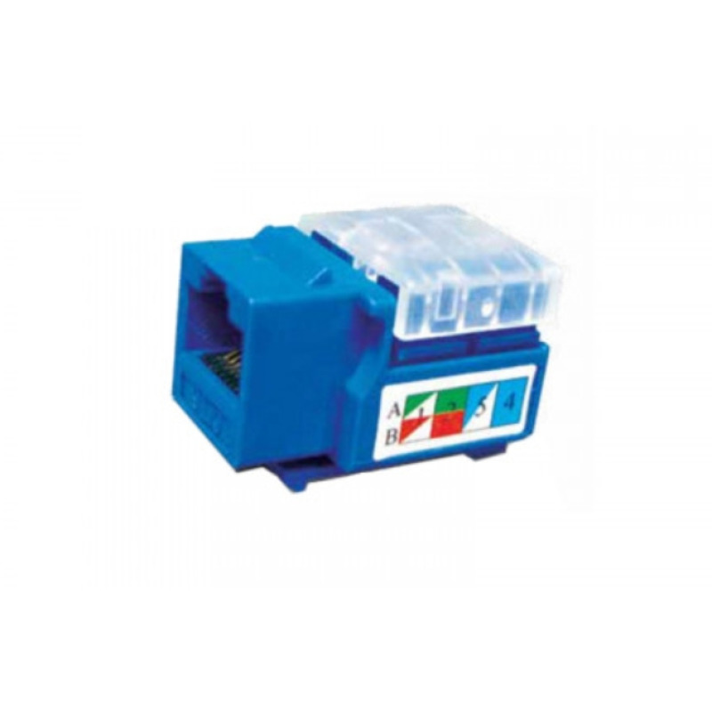 SBETECH 2302BL- Modulo jack keystone RJ45 / 8 Hilos / CAT 5e / Compatible con calibres AWG 22-26 / Color azul