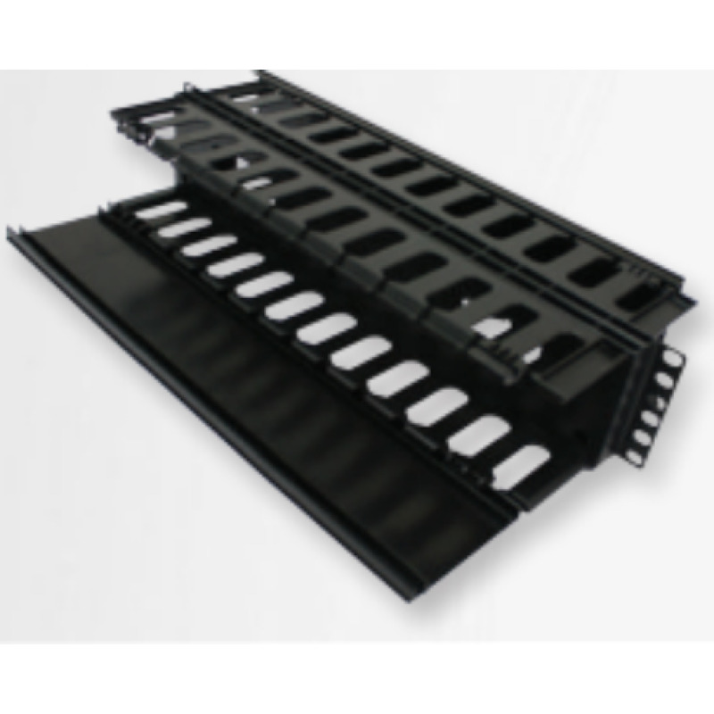 SBETECH SBE-OH2URD - Organizador de cable horizontal para rack / Doble lado/ 19 pulgadas/  Base metalica/ 2UR