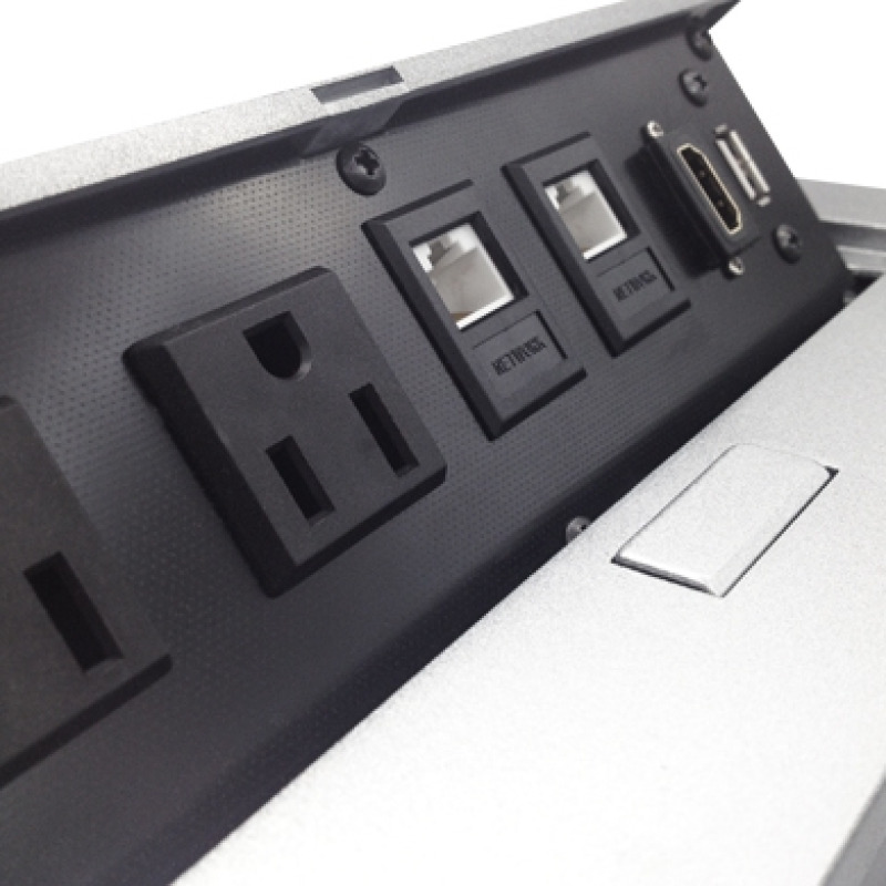 CAJA BROBOTIX PARA MESA HDMI X1, USB X1, CORRIENTE X2, RJ45 CAT6 X2, PLATA image 6