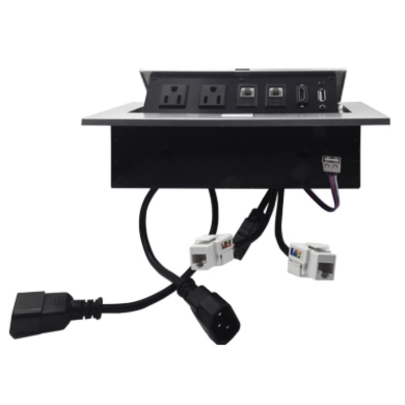 CAJA BROBOTIX PARA MESA HDMI X1, USB X1, CORRIENTE X2, RJ45 CAT6 X2, PLATA image 7