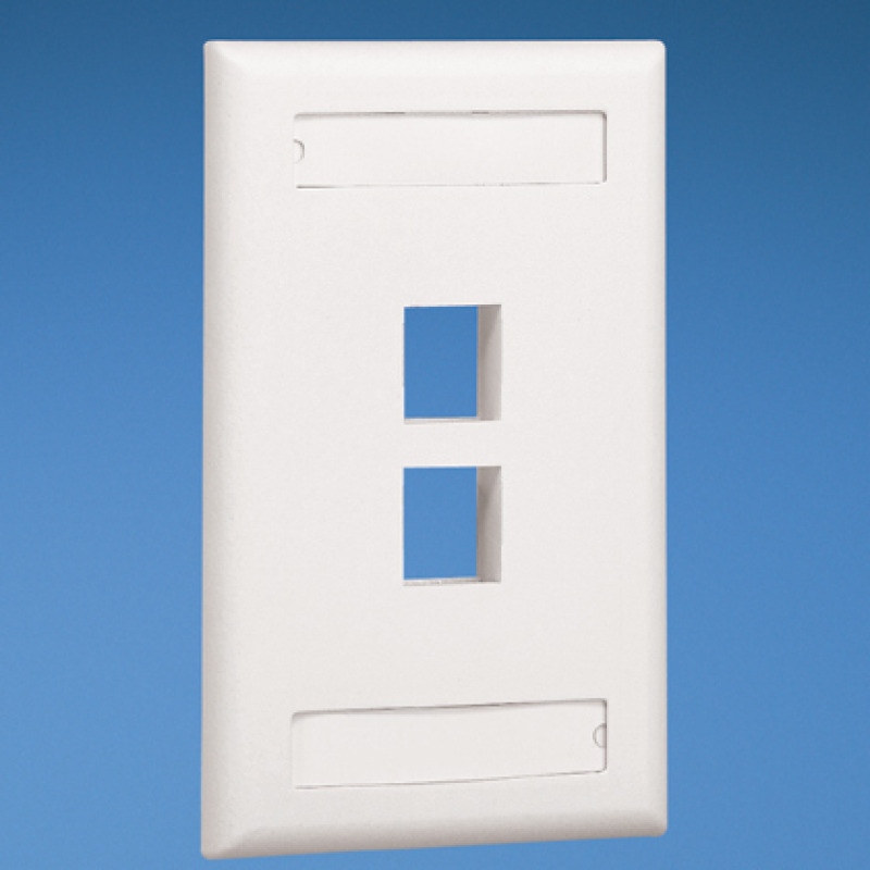 Placa de Pared Vertical Salida Para 2 Puertos Keystone Con Espacios Para Etiquetas Color Blanco Mate