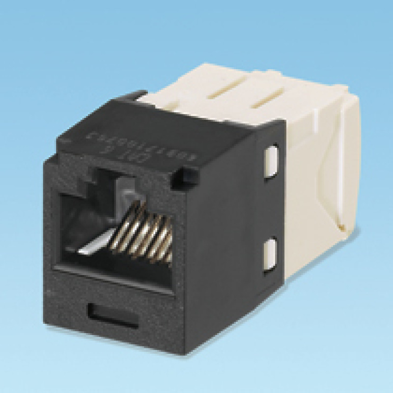 Conector Jack RJ45 Estilo TG MiniCom Categoría 6 de 8 posiciones y 8 cables Color Negro