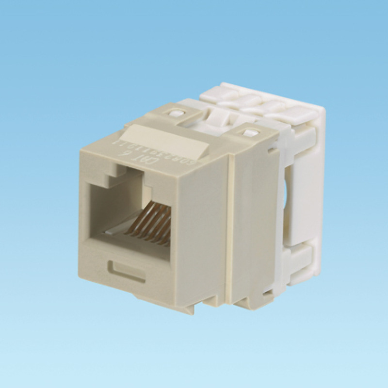 Conector Jack Estilo 110 de Impacto Tipo Keystone Categoría 6 de 8 posiciones y 8 cables Color Blanco mate