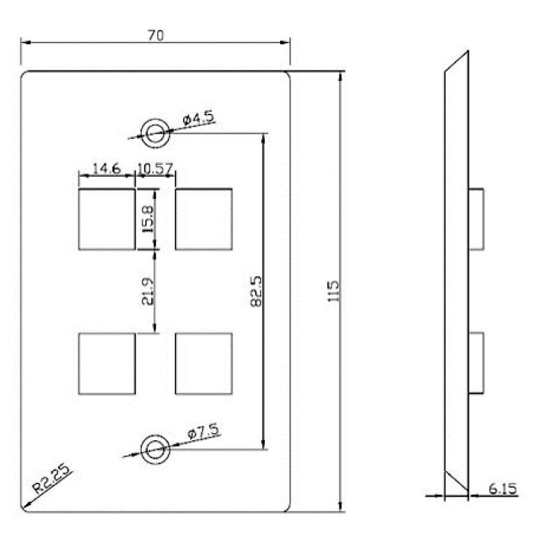 Placa de pared de 4 puertos Keystone Color Blanco image 4