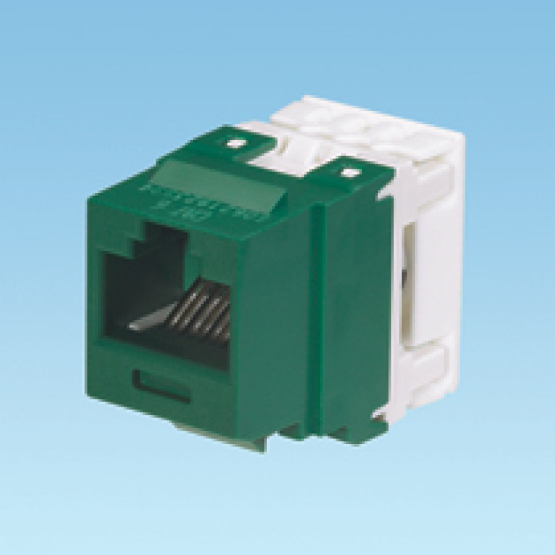 Conector Jack Estilo 110 de Impacto Tipo Keystone Categoría 6 de 8 posiciones y 8 cables Color Verde