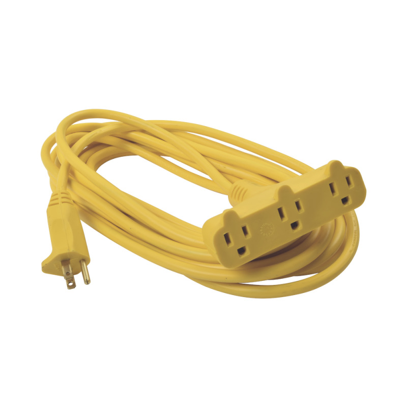 Extensión Eléctrica Tipo Abanico Uso Rudo 8 metros/ 127 V CA  10 A Máximo / Color Amarilla