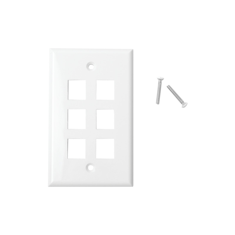 Placa de pared de 6 puertos Keystone Color Blanco