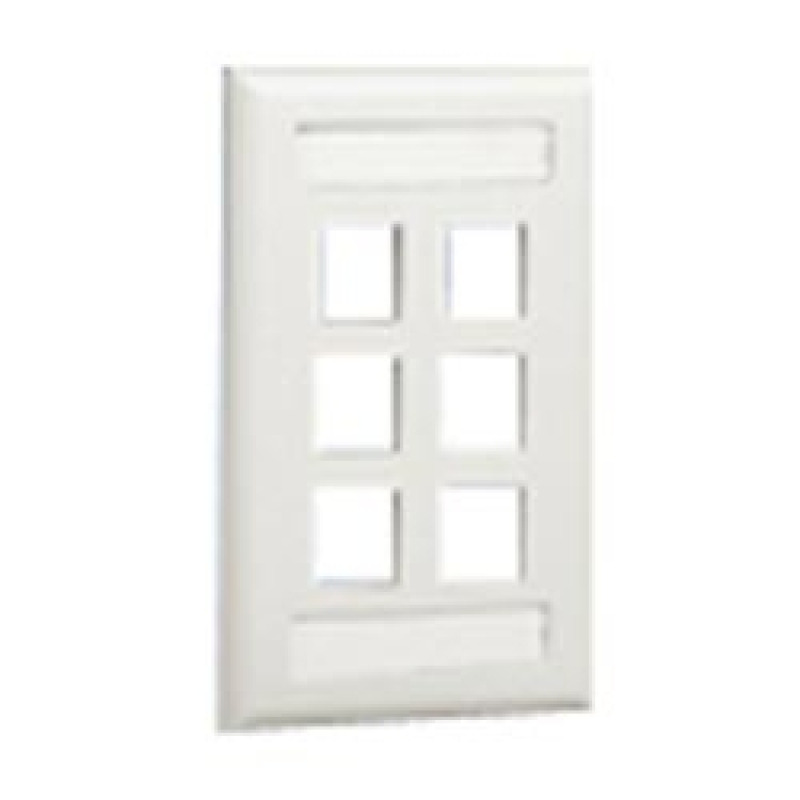 Placa de Pared Vertical Salida Para 6 Puertos Keystone Con Espacios Para Etiquetas Color Blanco