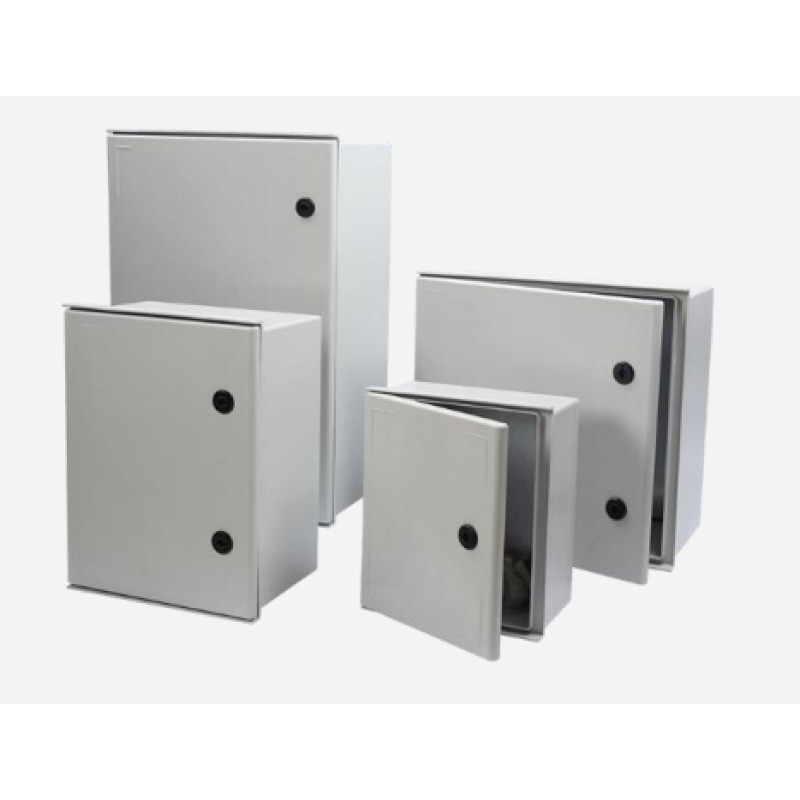 Gabinete de Poliéster IP65 Uso en Intemperie 250 x 300 x 140 mm con Placa Trasera Interior de Plástico Incluye Chapa y Llave