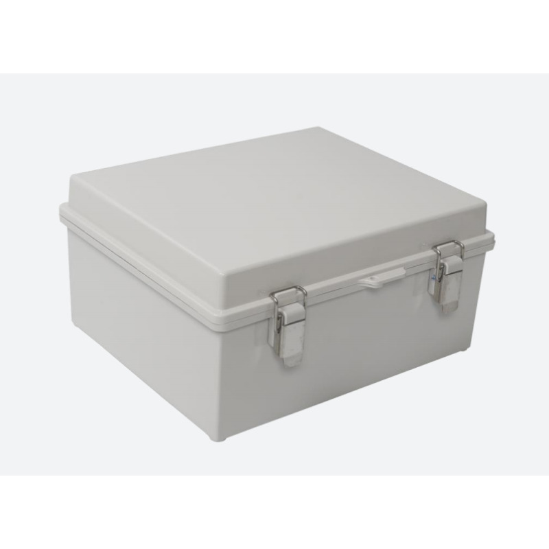 Gabinete de Plástico ABS Uso en Intemperie ip66 300 x 300 x 180 mm Cierre por Broche Inoxidable y Permite Cerrado con Candado y Llave Perno 5mm No Incluido