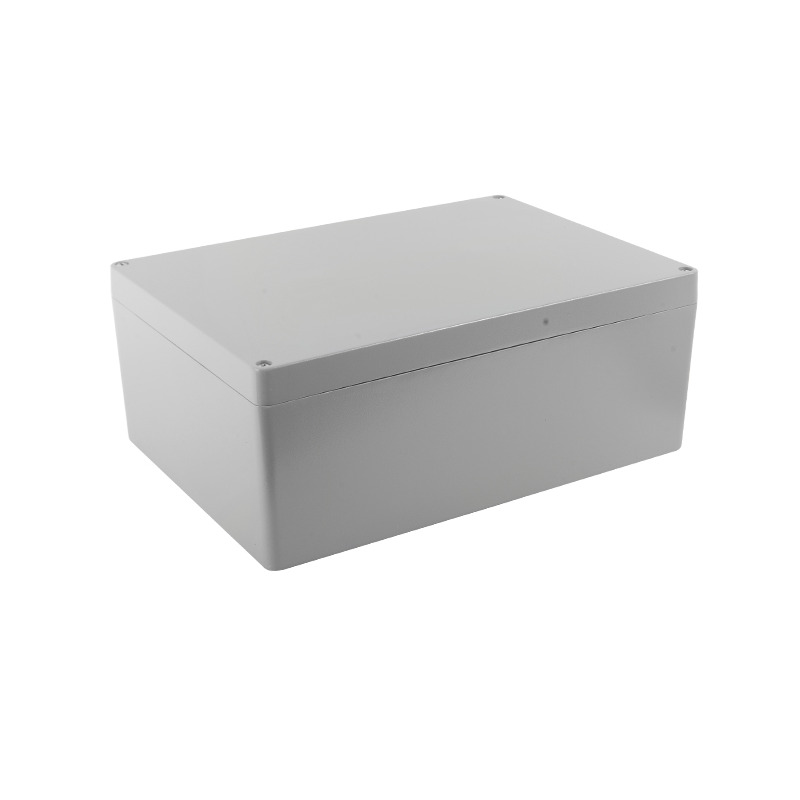 Gabinete de Aluminio para Exterior IP66 de 390 x 280 x 158 mm con Rápida Disipación de Calor Cierre por Tornillos con Bisagra