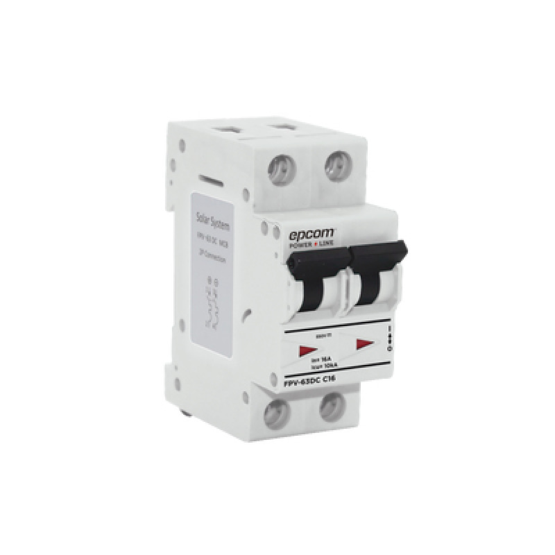 Protección Térmica 2P 16A  Corriente Directa  800 Vcc para Aplicación Fotovoltaica Montaje Riel DIN