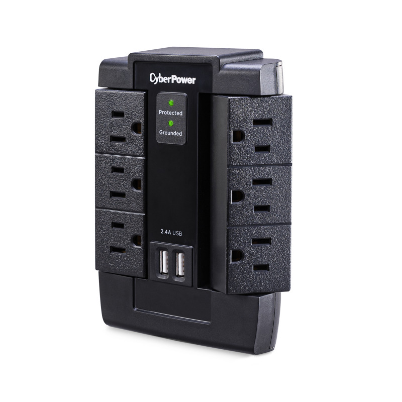 Multicontacto con Supresor de Picos de Pared Voltaje de Entrada 125 Vca NEMA 515P Con 6 Salidas NEMA 515R 2 Puertos de Carga USB 1200 Joules image 4