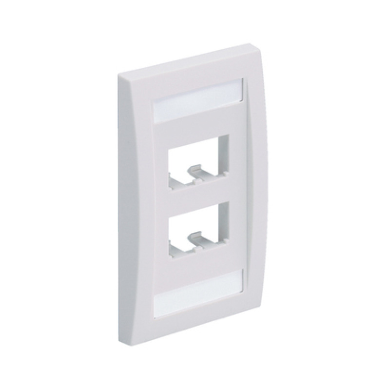 Placa de Pared Vertical Ejecutiva Salida Para 4 Puertos MiniCom Con Espacios Para Etiquetas Color Blanco