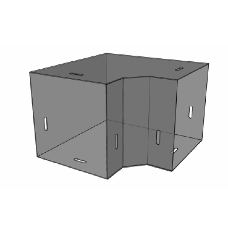 Derivación codo horizontal de 90 grados 65 x 65 mm fabricado en lámina de acero al carbón