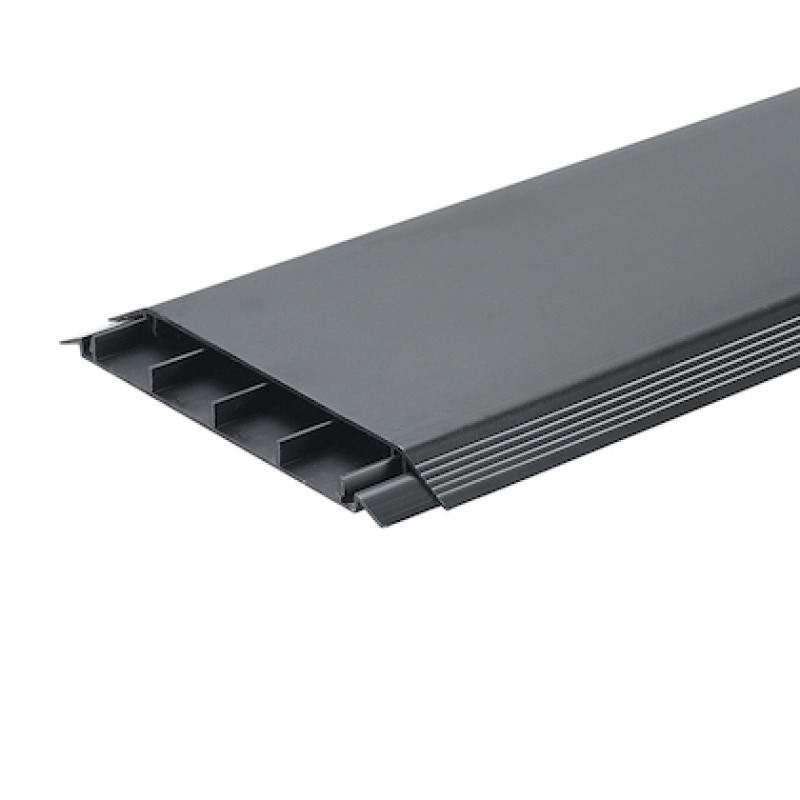 Canaleta de Piso de 4 Vías Material PVC Rígido 6 ft de largo 176 mm de Ancho Color Negro
